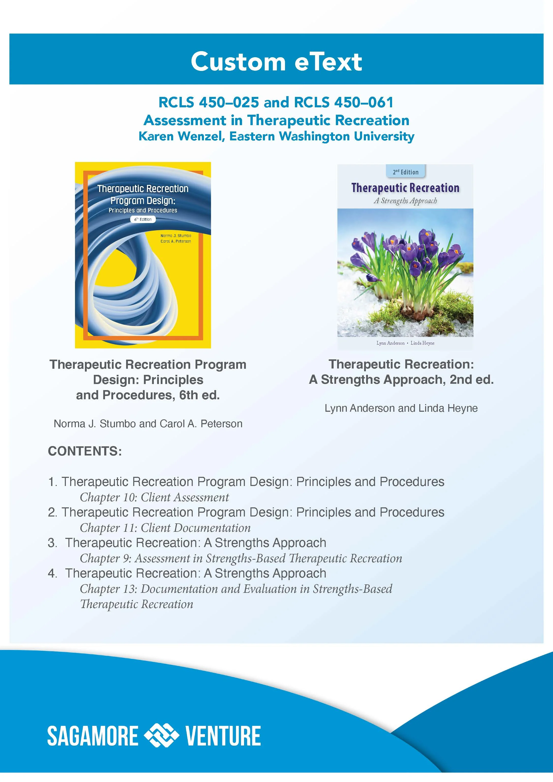 RCLS 450 - 025 and RCLS 450 - 061 Assessment in Therapeutic Recreation